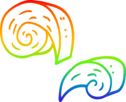 rainbow gradient line drawing of a cartoon swirl decorative elements png