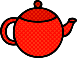 comic book style cartoon of a red tea pot png