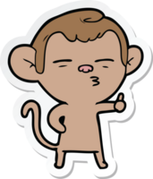 sticker of a cartoon suspicious monkey png