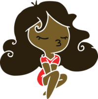 mão desenhado desenho animado do fofa kawaii menina png