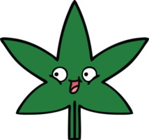 mignonne dessin animé de une marijuana feuille png