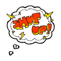 hand drawn thought bubble textured cartoon shut up symbol png