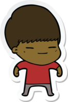 sticker of a cartoon smug boy png