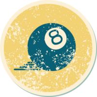 iconic distressed sticker tattoo style image of 8 ball png