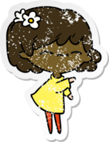 hand drawn distressed sticker cartoon of cute kawaii girl png