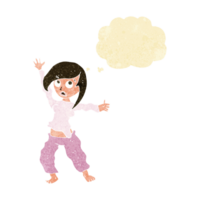 cartoon frightened woman with thought bubble png