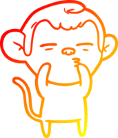 warm gradient line drawing of a cartoon suspicious monkey png