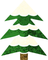 retro ilustración estilo dibujos animados de un nieve cubierto árbol png