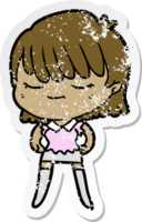 distressed sticker of a cartoon woman png