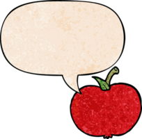 cartoon apple with speech bubble in retro texture style png