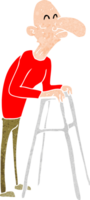 cartoon oude man met looprek png