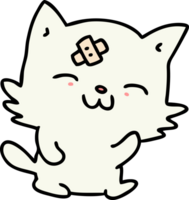 cartoon of a happy cat with sticking plaster on forehead png