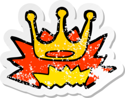 pegatina retro angustiada de un símbolo de corona de dibujos animados png