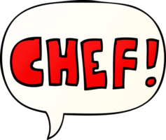 cartoon word chef with speech bubble in smooth gradient style png