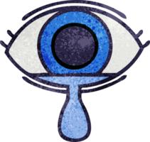 retro grunge texture cartoon of a crying eye png