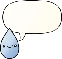 cartoon cute raindrop with speech bubble in smooth gradient style png