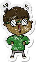 Distressed Sticker eines Zeichentrickjungen mit Brille png