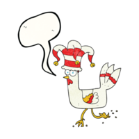 hand speech bubble textured cartoon chicken running in funny hat png