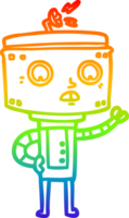 rainbow gradient line drawing of a cartoon robot png