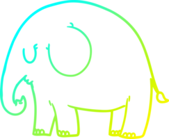 cold gradient line drawing of a cartoon elephant png