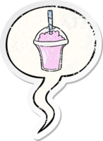 dessin animé smoothie avec discours bulle affligé affligé vieux autocollant png