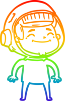 rainbow gradient line drawing of a happy cartoon astronaut png