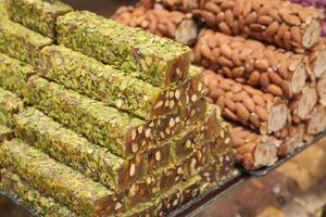 Turkish traditional sweet Turkish delight sold in the market photo