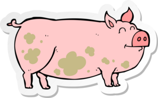 sticker of a cartoon muddy pig png