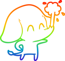 regenboog helling lijn tekening van een schattig tekenfilm olifant spuiten water png