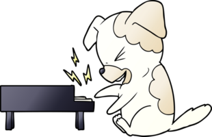 cartoon dog rocking out on piano png