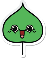 pegatina de una linda hoja expresiva de dibujos animados png