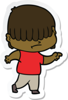 sticker of a cartoon boy with untidy hair png