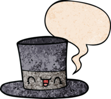 tekenfilm top hoed met toespraak bubbel in retro structuur stijl png