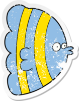 distressed sticker of a cartoon exotic fish png