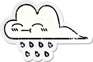 distressed sticker of a cute cartoon rain cloud png