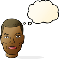 cartoon serious male face with thought bubble png