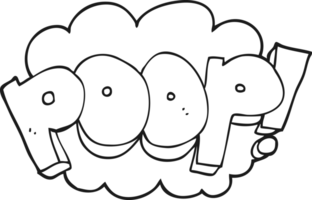 hand drawn black and white cartoon poop text png