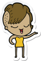 sticker of a happy cartoon girl png