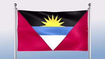 Antígua e barbuda bandeira trava em a pólo em ambos lados video