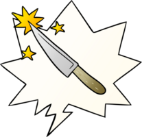 cartoon sharp kitchen knife with speech bubble in smooth gradient style png