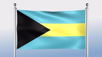 Bahamas Flag Hangs On The Pole On Both Sides video