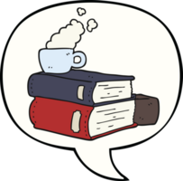 cartoon books and coffee cup with speech bubble png