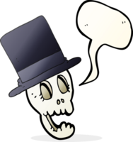 hand drawn speech bubble cartoon skull wearing top hat png