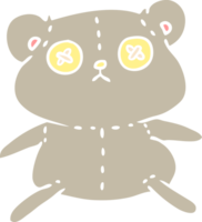 mano disegnato cartone animato di un' carino cucito su orsacchiotto orso png