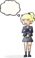 cartoon cool girl with thought bubble png