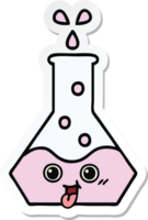 sticker of a cute cartoon science beaker png
