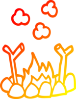 warm gradient line drawing of a cartoon camp fire png