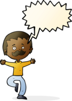 cartoon dancing man with mustache with speech bubble png
