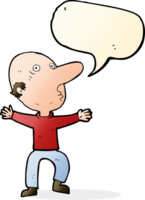 dessin animé inquiet homme d'âge moyen avec bulle de dialogue png