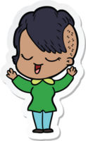 pegatina de una niña feliz de dibujos animados png